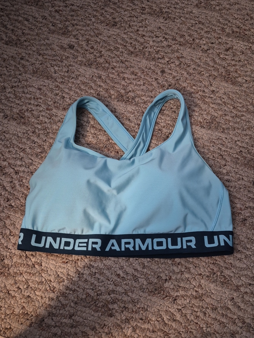 Under Armour Light Blue Sports Bra with Black Logo Band